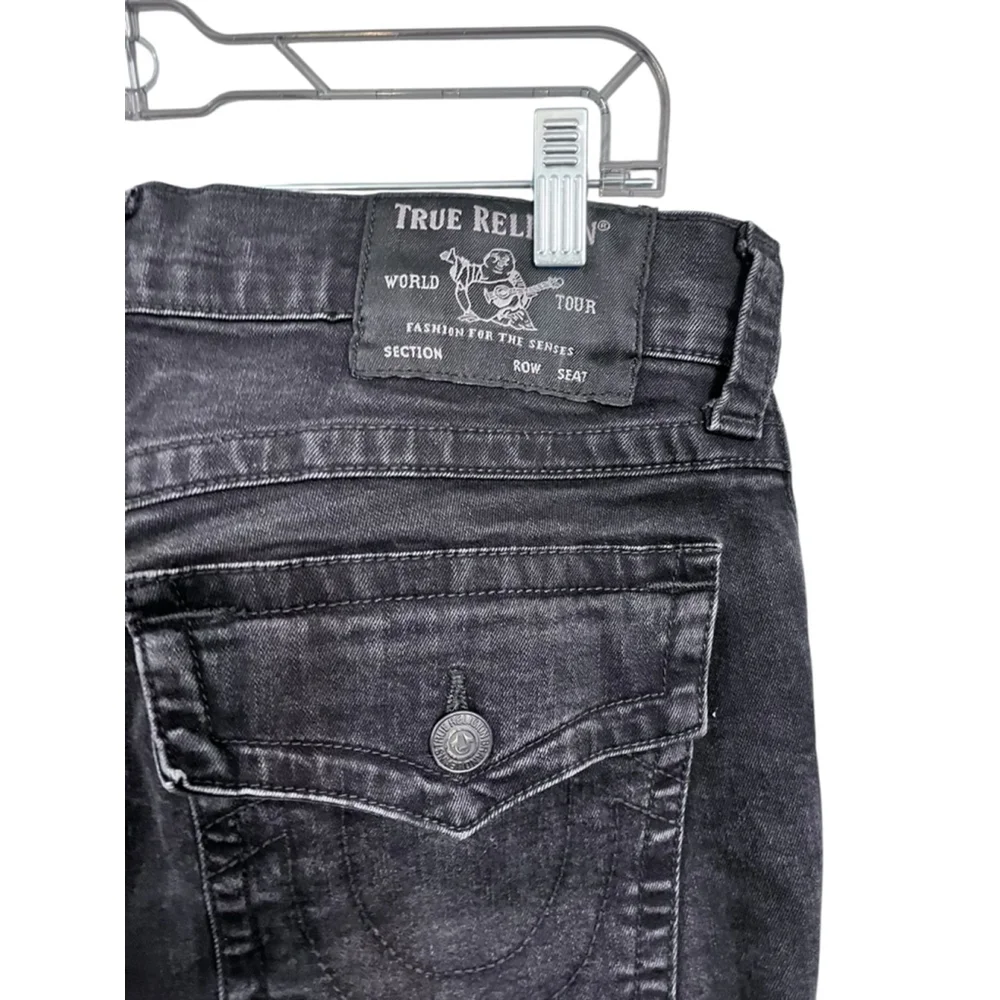 True Religion Ricky Straight Leg Flap Pocket Denim Jeans Size 32x31 Embroidered